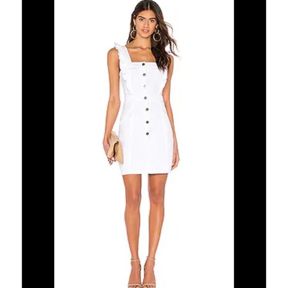 Élan Denim Ruffle Button Front Jumper Dress Sz M - Picture 1 of 10